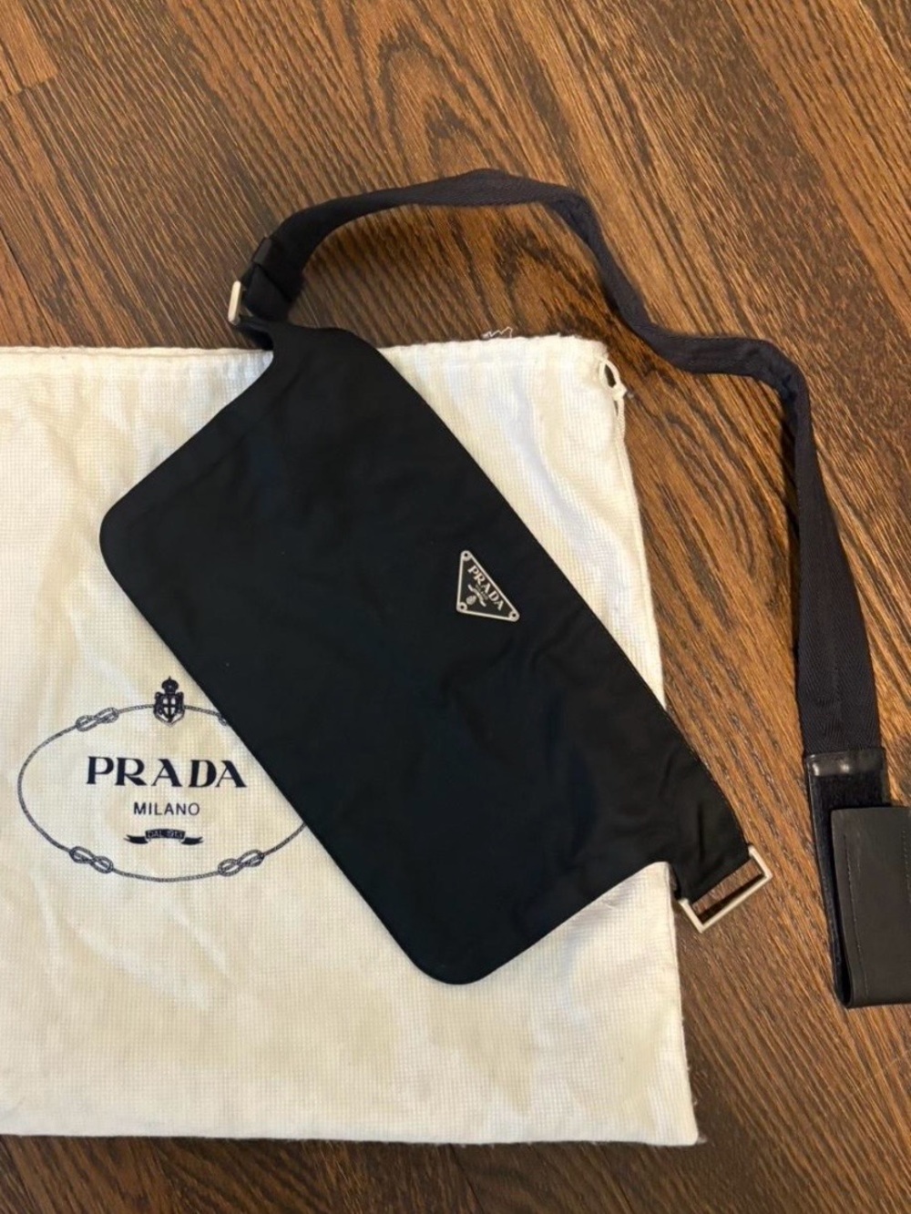 Prada Black Nylon Belt Bag with Logo Triangle